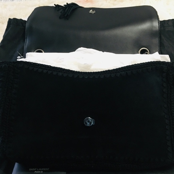 New Authentic SAINT LAURENT Medium Kate Whipstitch Suede Shoulder Bag - Picture 11 of 15